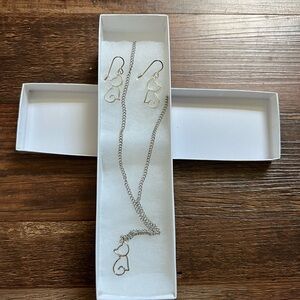 Never worn silver cat jewelry set